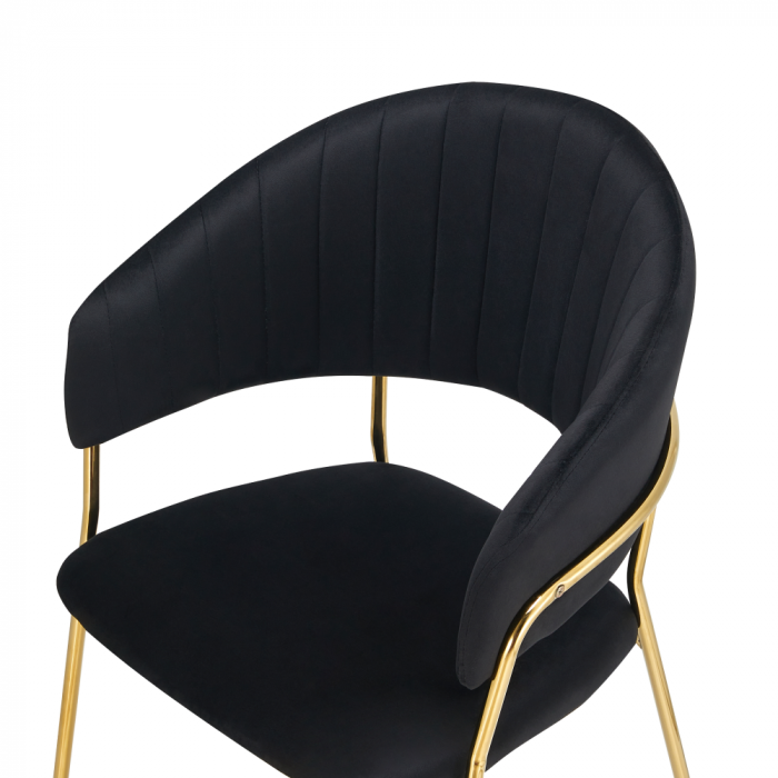 Scaun de sufragerie de design, material Velvet negru/gold crom auriu, DASMIN TIP 1 [6]