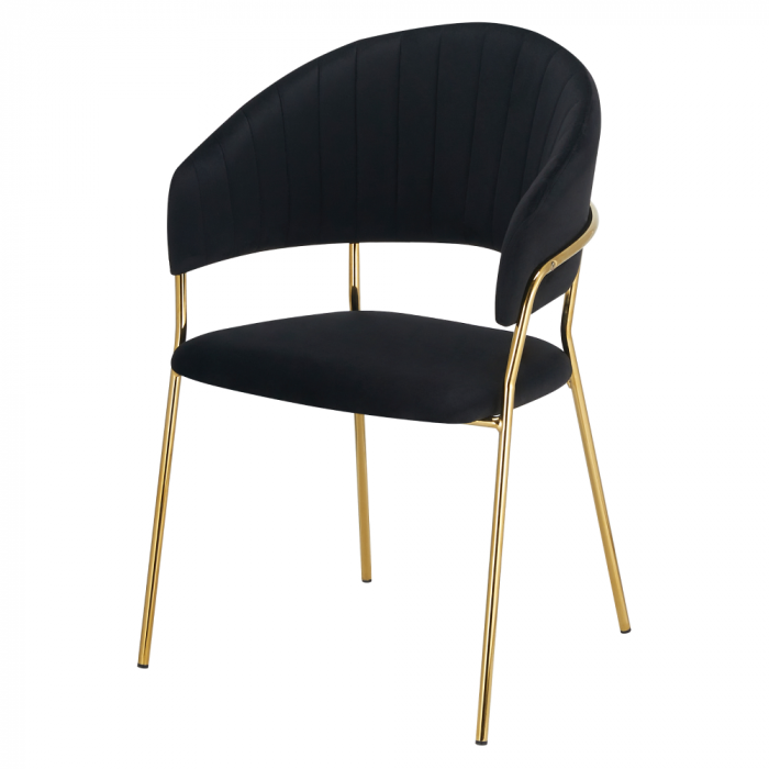 Scaun de sufragerie de design, material Velvet negru/gold crom auriu, DASMIN TIP 1 [3]
