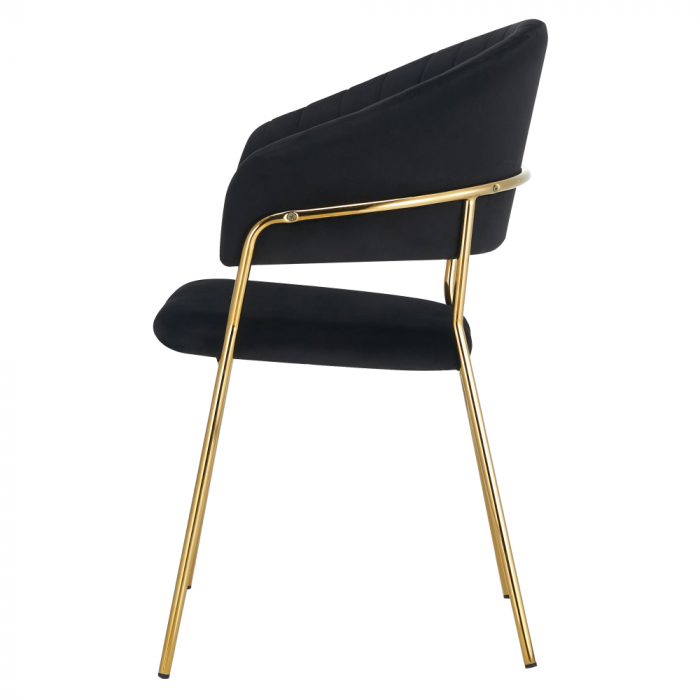 Scaun de sufragerie de design, material Velvet negru/gold crom auriu, DASMIN TIP 1 [2]
