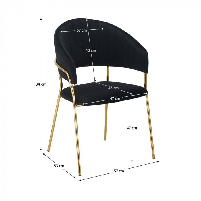 Scaun de sufragerie de design, material Velvet negru/gold crom auriu, DASMIN TIP 1 [8]