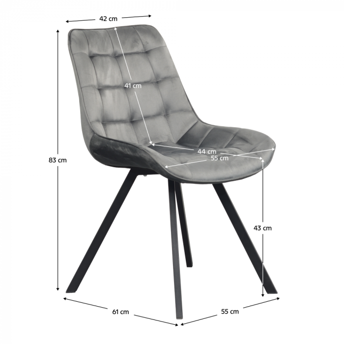 Scaun de sufragerie, ţesătură Velvet gri închis/negru, SAMIRA [10]