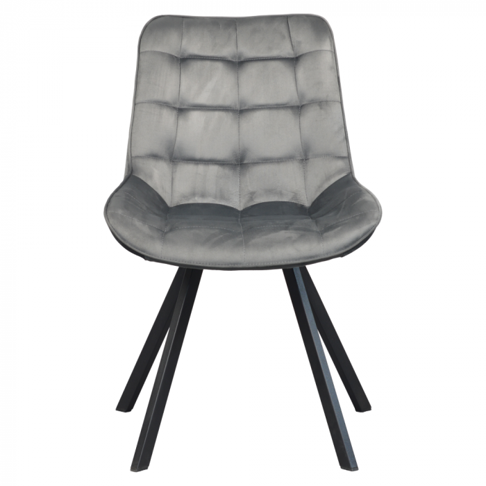 Scaun de sufragerie, ţesătură Velvet gri închis/negru, SAMIRA [3]