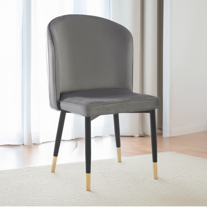 Scaun de sufragerie, ţesătură Velvet gri/negru, UDAJA [5]