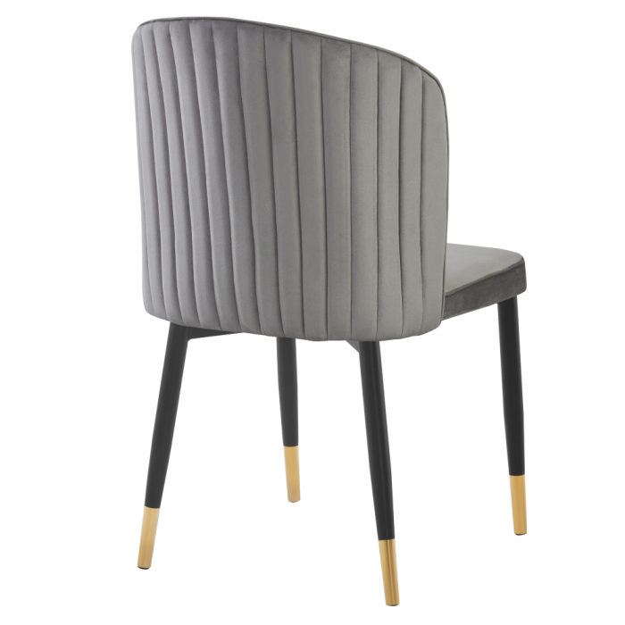 Scaun de sufragerie, ţesătură Velvet gri/negru, UDAJA [4]