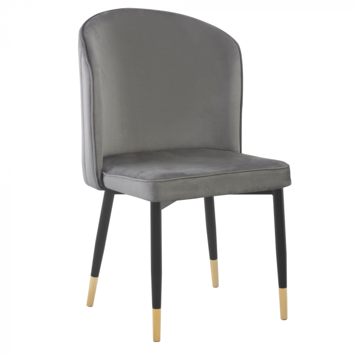 Scaun de sufragerie, ţesătură Velvet gri/negru, UDAJA [1]