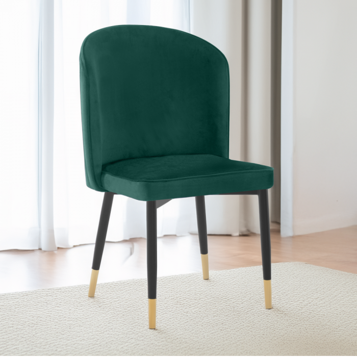 Scaun de sufragerie, ţesătură Velvet verde/negru, UDAJA [5]