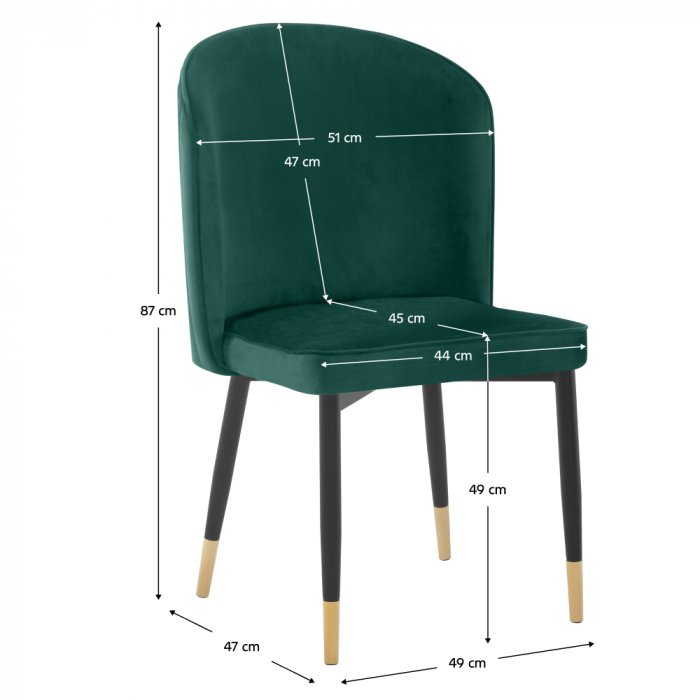 Scaun de sufragerie, ţesătură Velvet verde/negru, UDAJA [6]