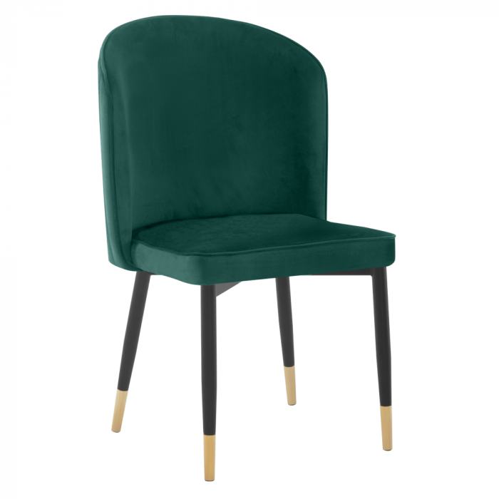 Scaun de sufragerie, ţesătură Velvet verde/negru, UDAJA [1]