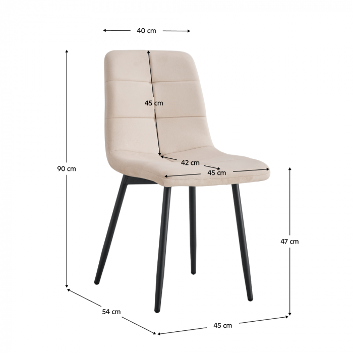 Scaun dining, material bej Velvet / metal, DAMIA TIP 1 [2]