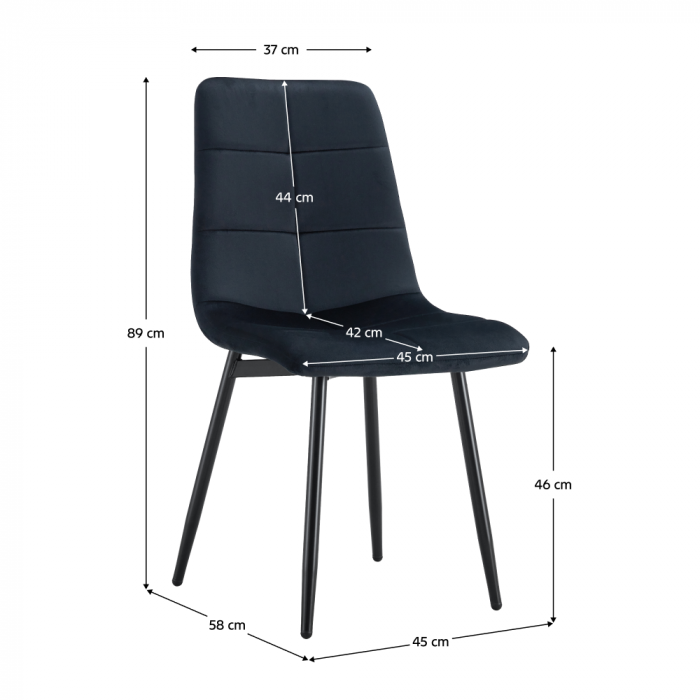 Scaun dining, material neagră Velvet/metal, DAMIA TIP 1 [2]