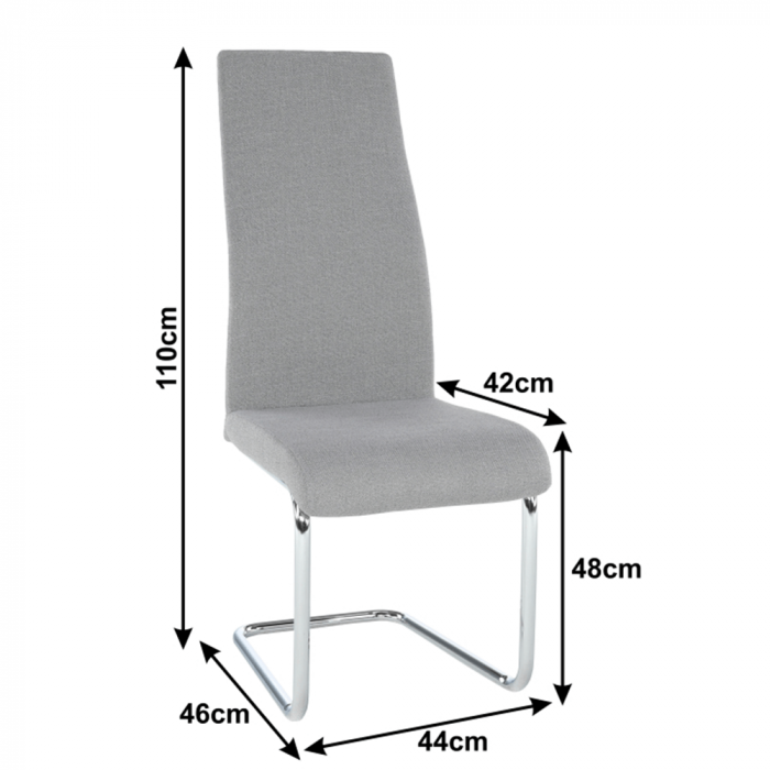 Scaun dining, material textil gri/crom [6]