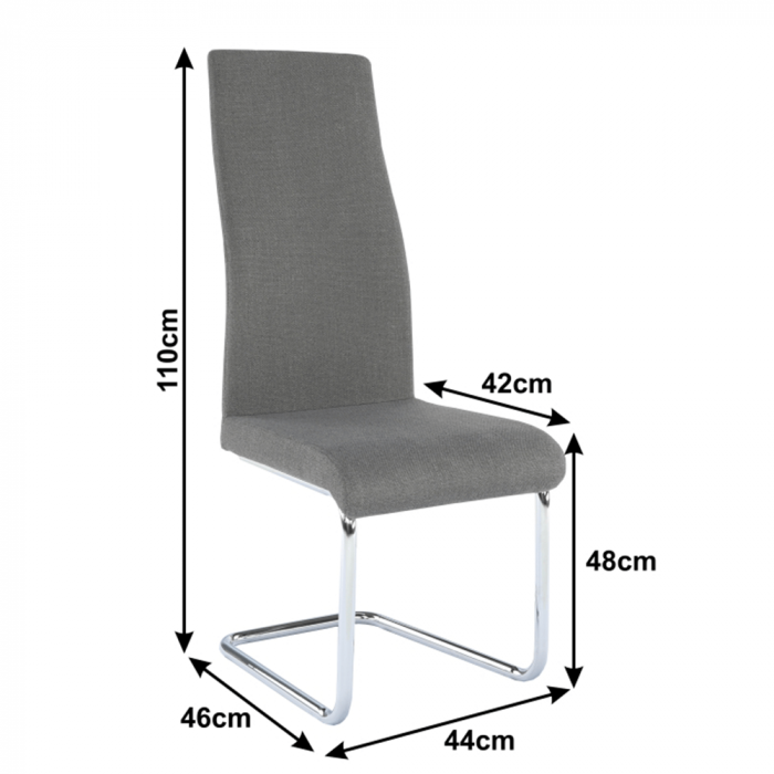 Scaun dining, material textil gri închis/crom, AMINA [12]
