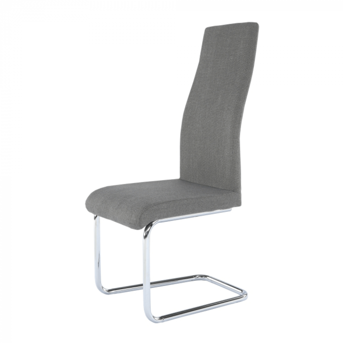 Scaun dining, material textil gri închis/crom, AMINA [3]