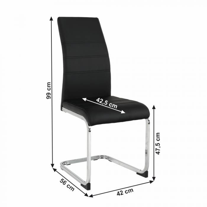 Scaun dining, negru / crom, VATENA [17]