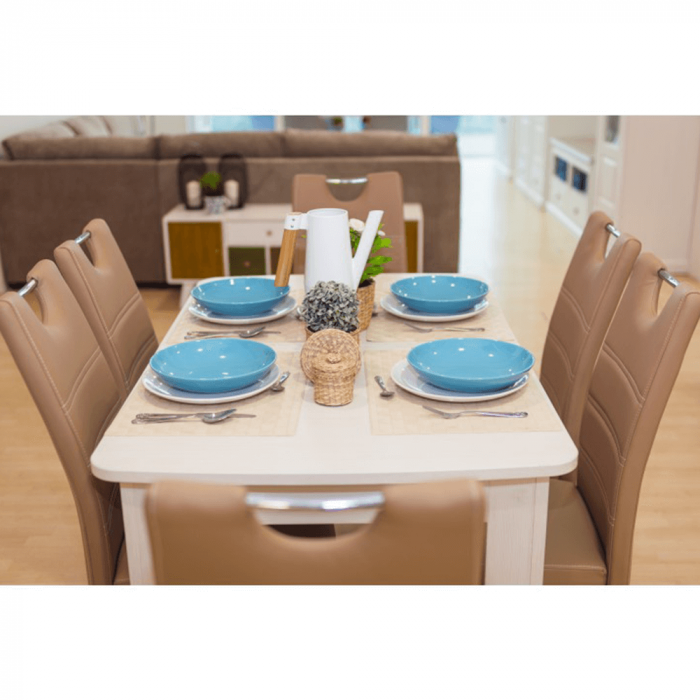 Scaun dining, piele eco cappuccino/metal cromat [5]