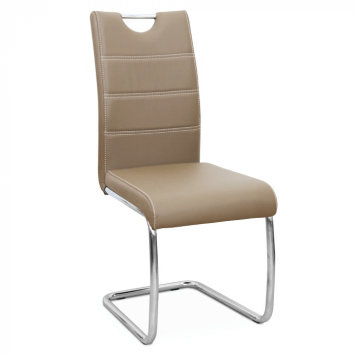 Scaun dining, piele eco cappuccino/metal cromat [2]