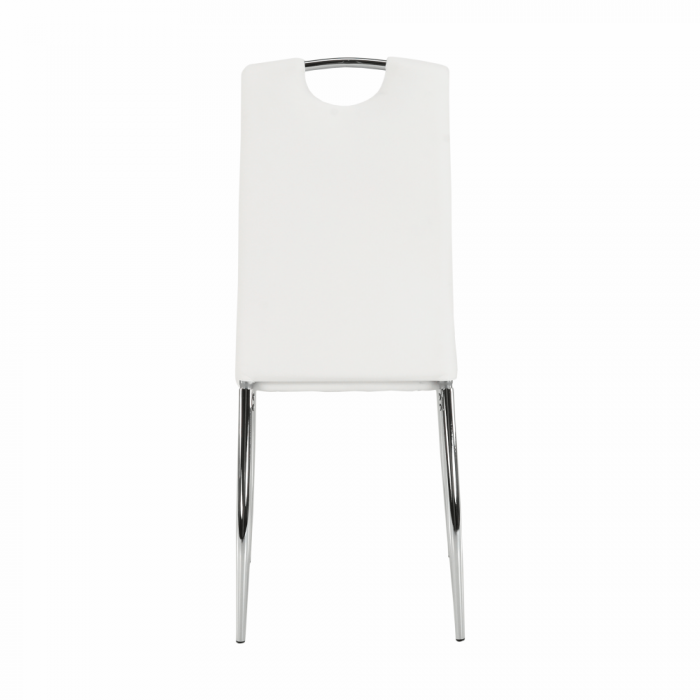 Scaun dining, piele ecologică albă/crom, ERVINA [7]