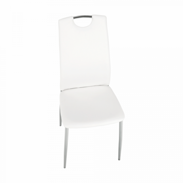 Scaun dining, piele ecologică albă/crom, ERVINA [6]