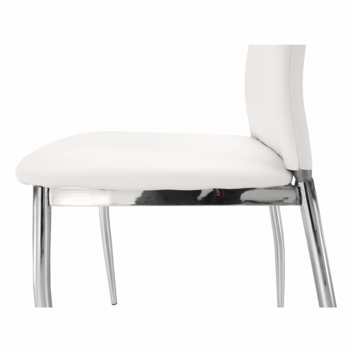 Scaun dining, piele ecologică albă/crom, ERVINA [11]