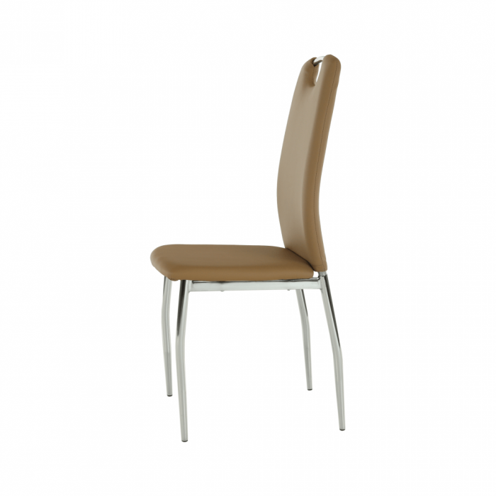 Scaun dining, piele ecologică bej/crom, ERVINA [12]