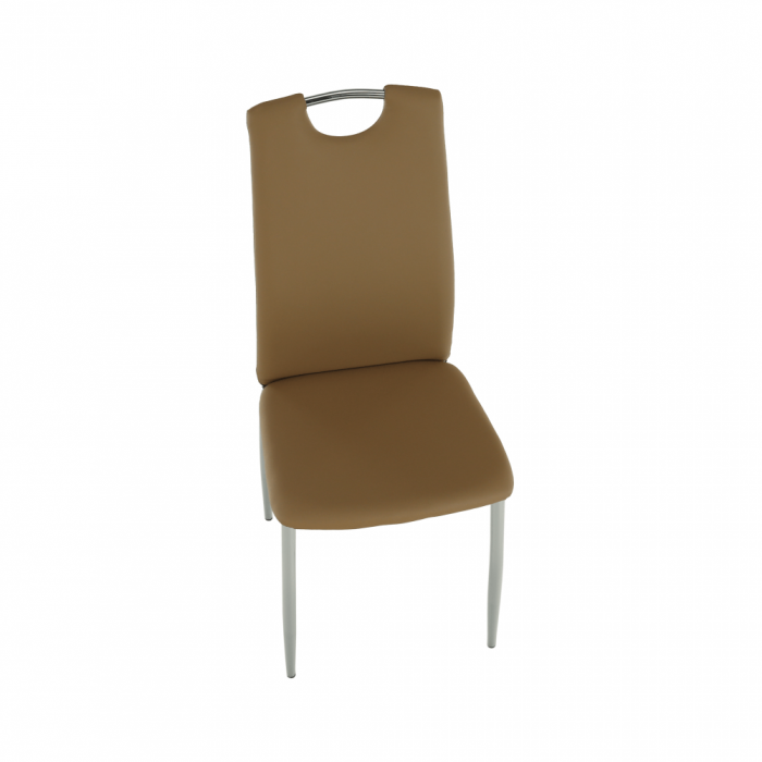 Scaun dining, piele ecologică bej/crom, ERVINA [13]