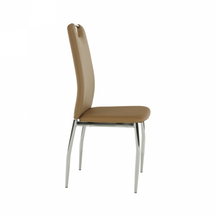 Scaun dining, piele ecologică bej/crom, ERVINA [10]