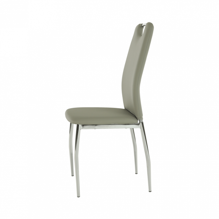 Scaun dining, piele ecologică gri/crom, ERVINA [7]