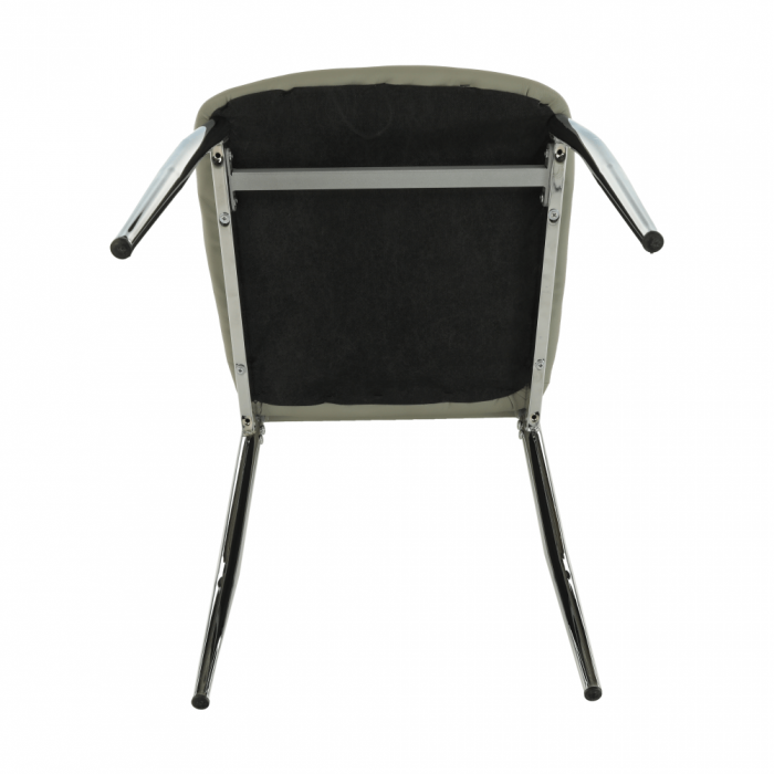 Scaun dining, piele ecologică gri/crom, ERVINA [10]
