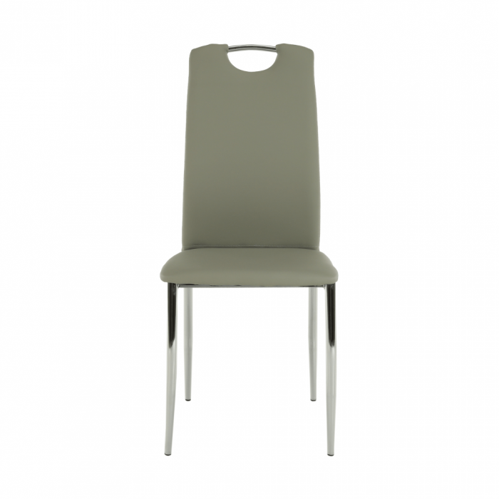 Scaun dining, piele ecologică gri/crom, ERVINA [4]