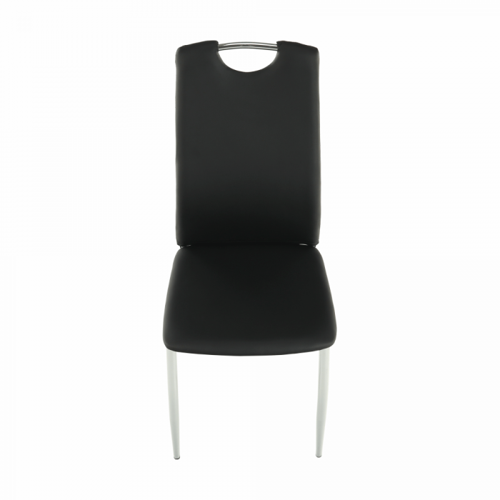 Scaun dining, piele ecologică neagră/crom, ERVINA [6]
