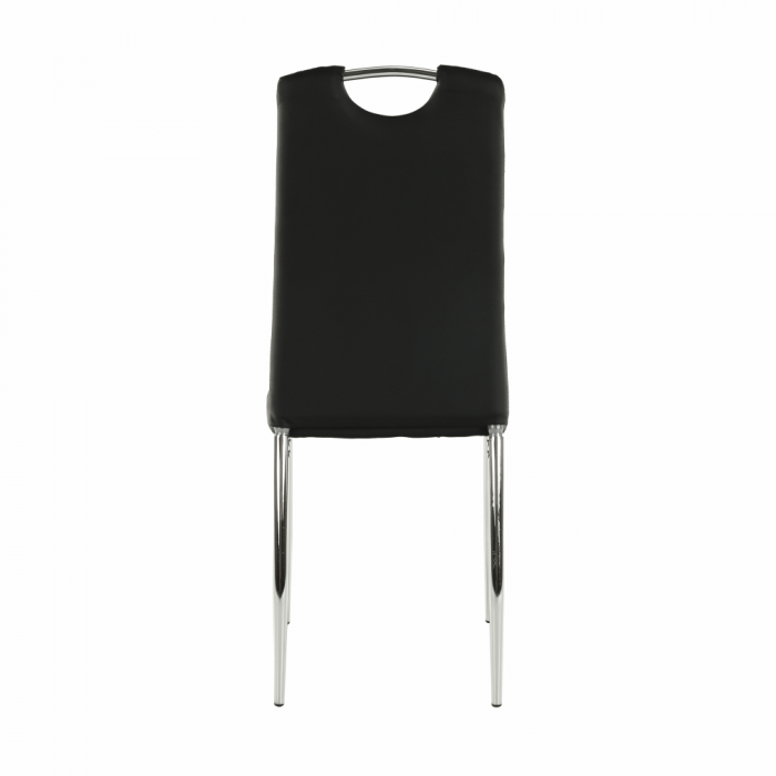 Scaun dining, piele ecologică neagră/crom, ERVINA [4]