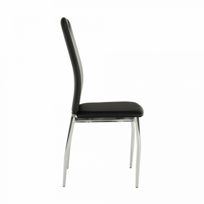 Scaun dining, piele ecologică neagră/crom, ERVINA [2]