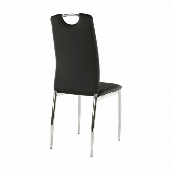 Scaun dining, piele ecologică neagră/crom, ERVINA [3]