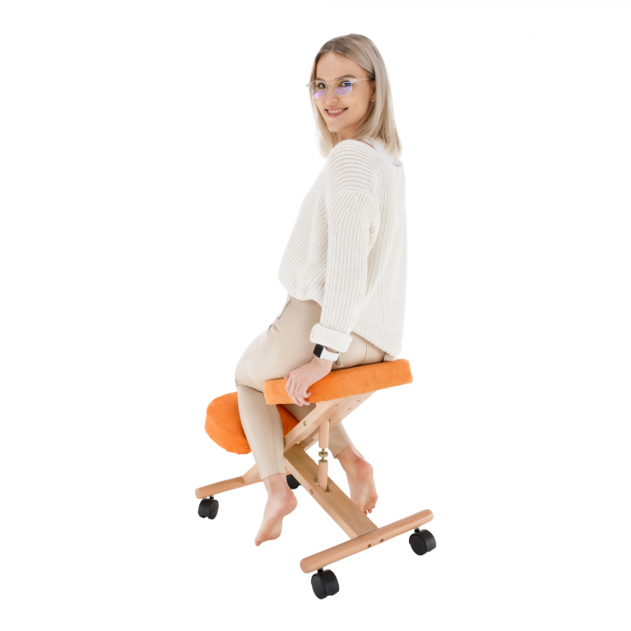 Scaun ergonomic, portocale/ fag, FLONET [7]
