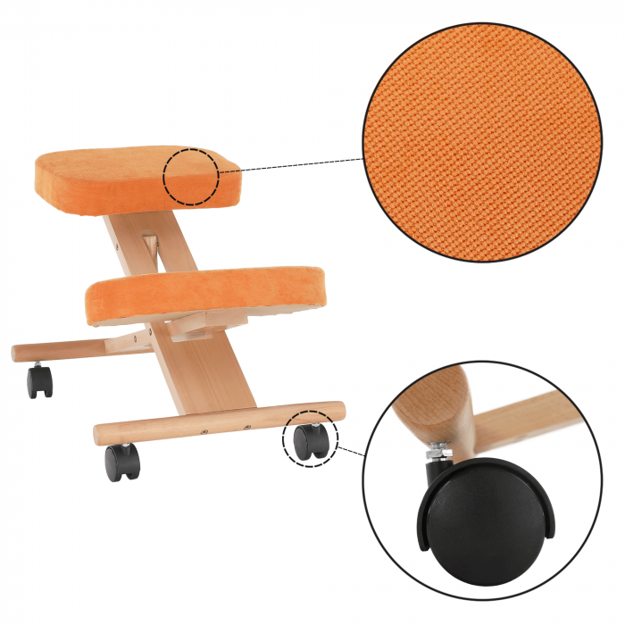 Scaun ergonomic, portocale/ fag, FLONET [5]