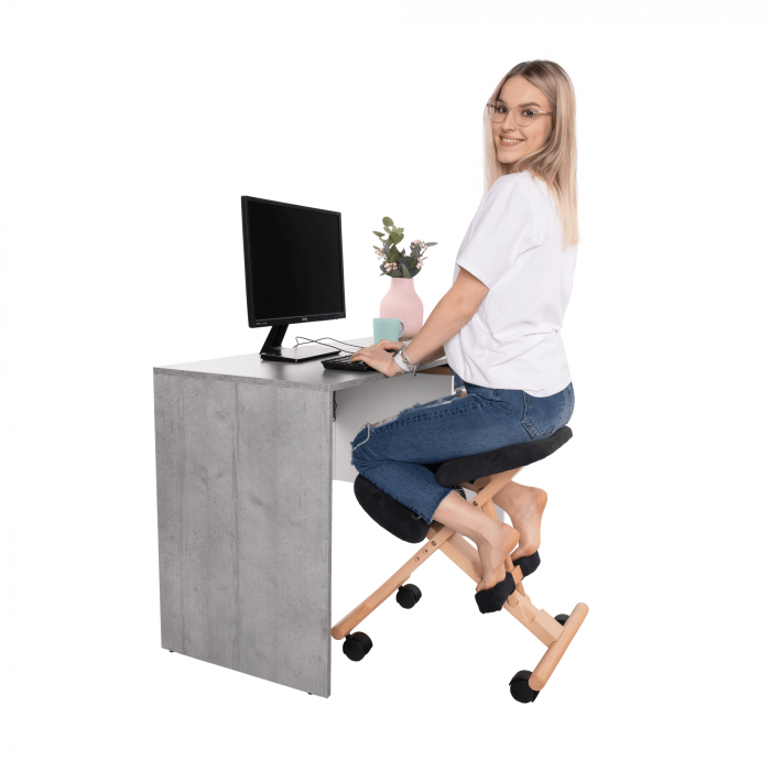 Scaun genunchi ergonomic, negru / fag, GROCO [8]
