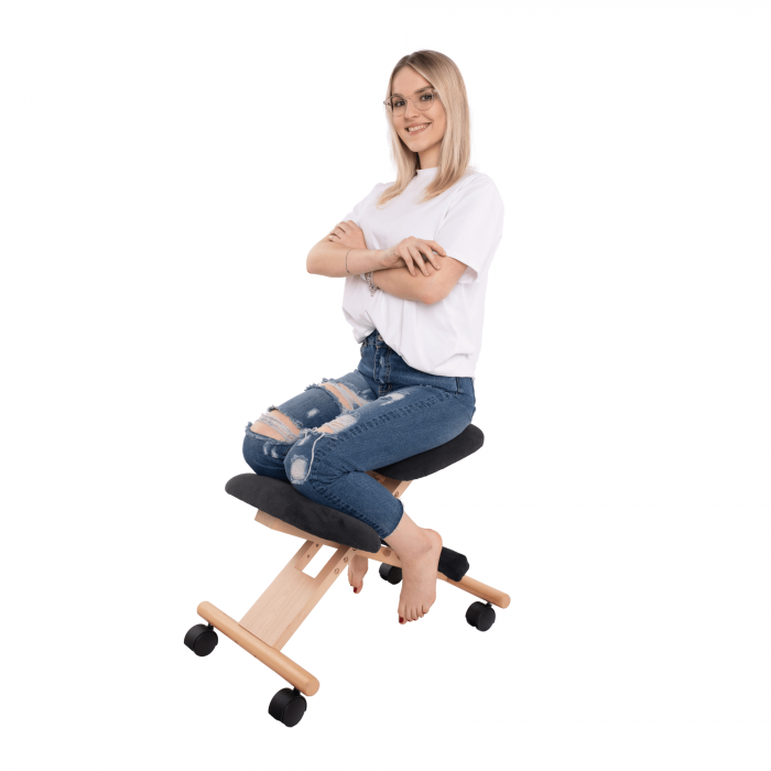 Scaun genunchi ergonomic, negru / fag, GROCO [21]