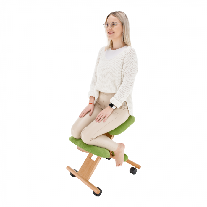 Scaun genunchi ergonomic, verde/ fag, GROCO [19]