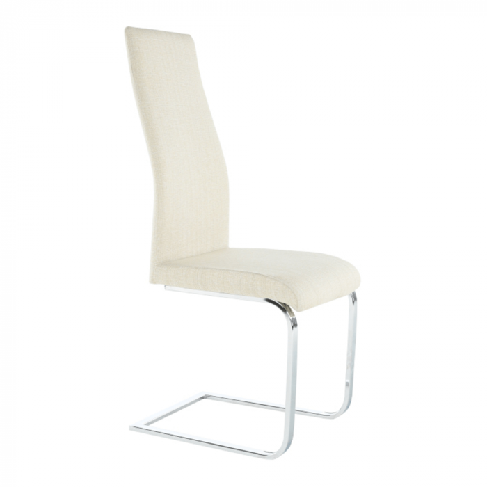 Scaun metalic bucatarie/sufragerie, modern, material textil crem/ crom [4]