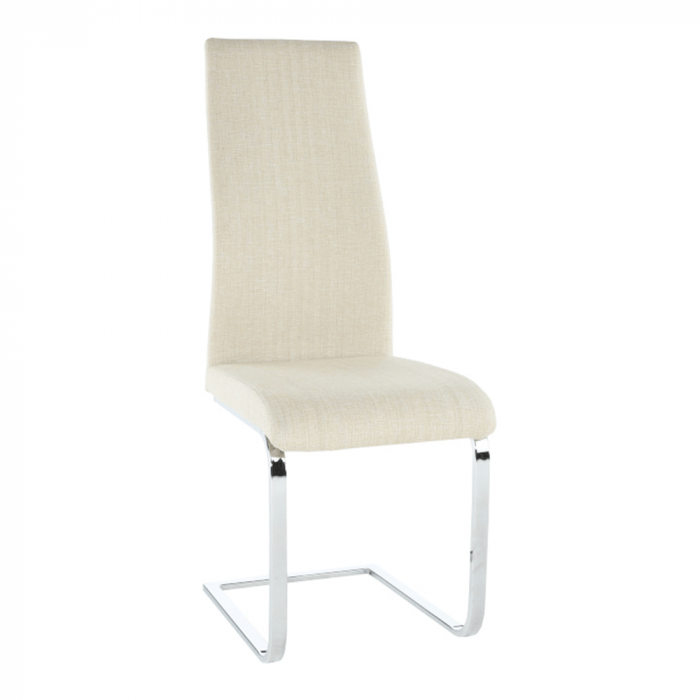 Scaun metalic bucatarie/sufragerie, modern, material textil crem/ crom [11]