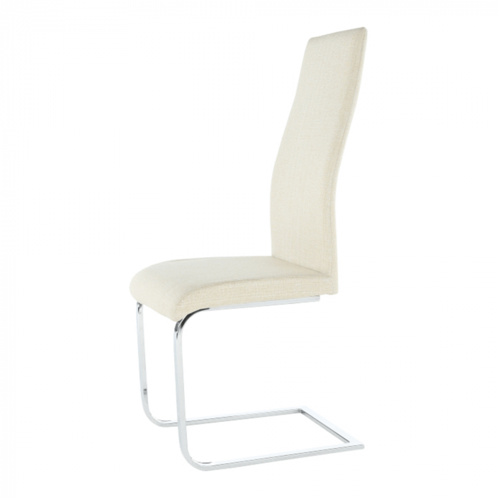Scaun metalic bucatarie/sufragerie, modern, material textil crem/ crom [13]