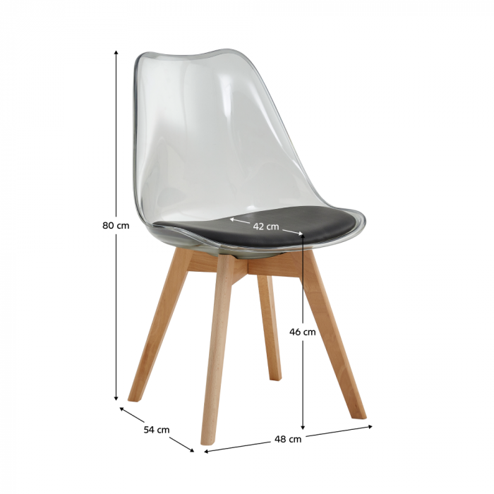 Scaun, negru transparent, acrilic/piele ecologică/fag, BALI 2 NEW [6]