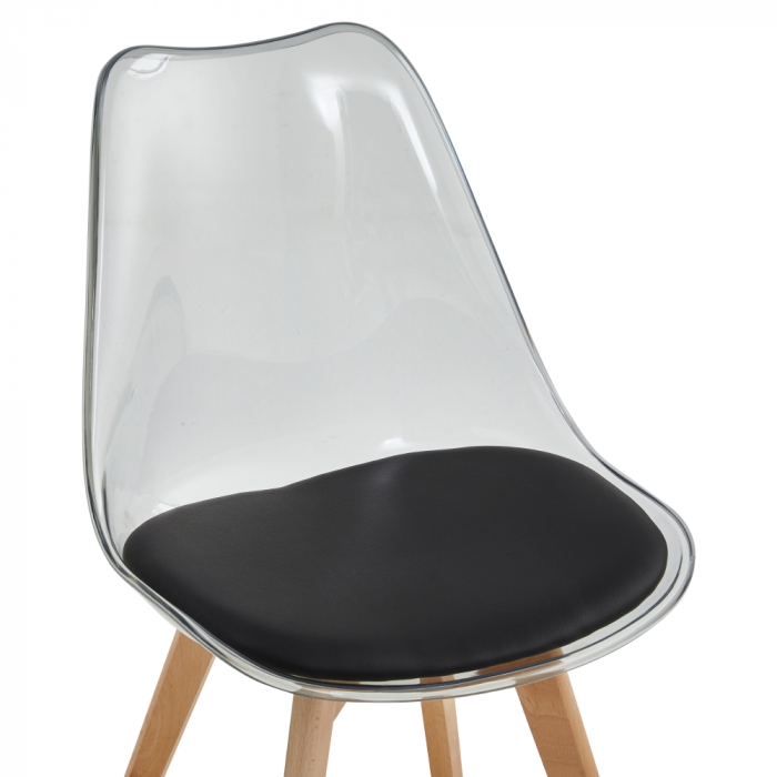 Scaun, negru transparent, acrilic/piele ecologică/fag, BALI 2 NEW [2]