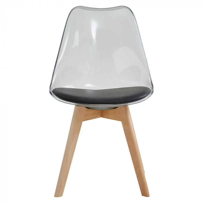 Scaun, negru transparent, acrilic/piele ecologică/fag, BALI 2 NEW [4]