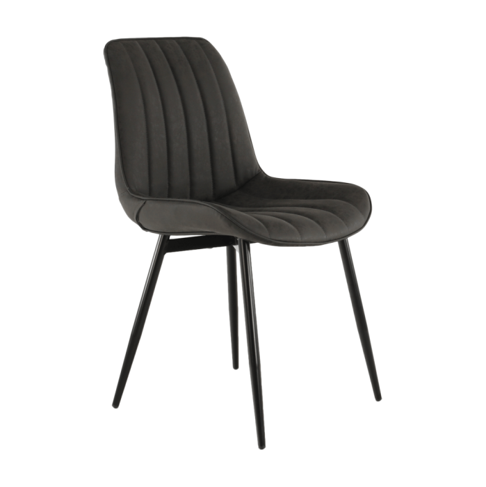 Scaun, piele ecologică gri închis/negru, HAZAL [12]