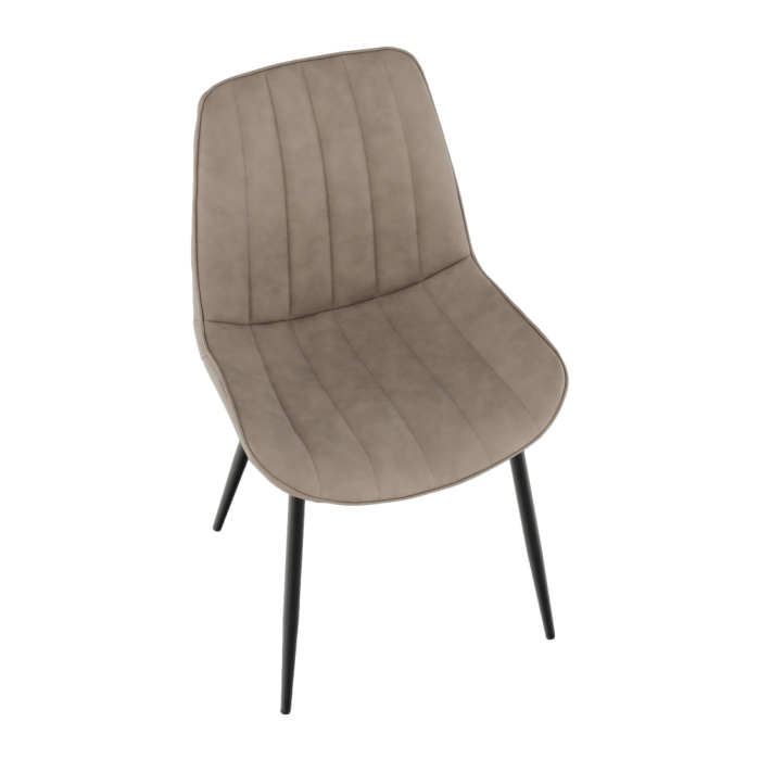 Scaun, piele ecologică gri maroniu taupe/negru, HAZAL [9]