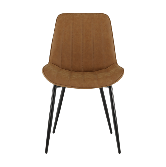Scaun, piele ecologică maro camel/negru, HAZAL [12]