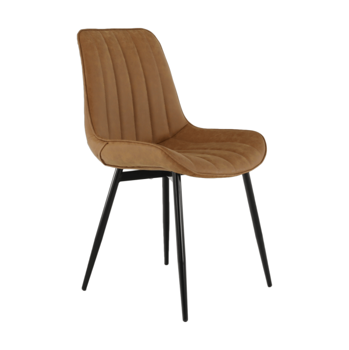 Scaun, piele ecologică maro camel/negru, HAZAL [11]