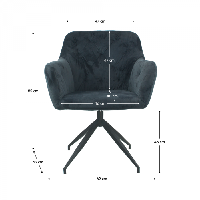 Scaun pivotant, ţesătură de catifea gri închis/negru, VELEZA NEW [3]