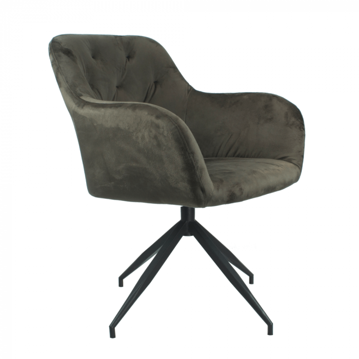Scaun pivotant, ţesătură de catifea maro/negru, VELEZA NEW [4]